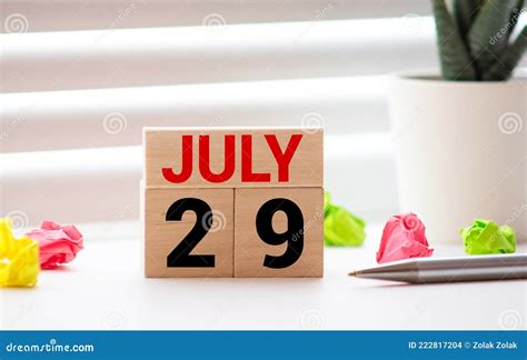 July 29 Calendar. Part of a Set. Concept Stock Photo Image of