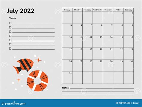July Calendar Time Table