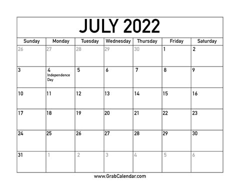 July Wiki Calendar 2022