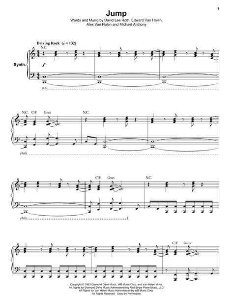 Jump music sheet and notes by Van Halen