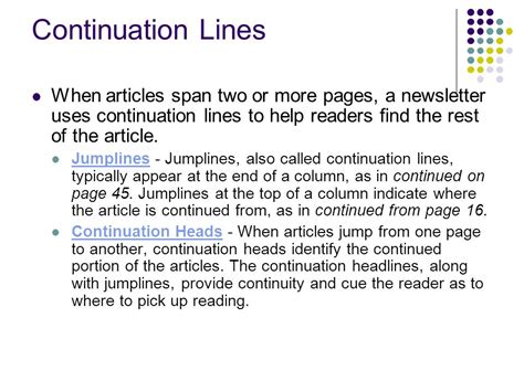 Jumplines or Continuation Lines Tips and Examples