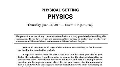 June 2017 physics regents. Regents Examination in Physical Setting/Physics - June 2019; Scoring Key: Parts A and B-1 (Multiple-Choice Questions) Physical Setting/Physics - June '19 1 of 2; ... Physical Setting/Physics June '19; 84 - CR 1 1 Physical Setting/Physics June '19; 85 - CR 1; Key; MC = Multiple-choice question 