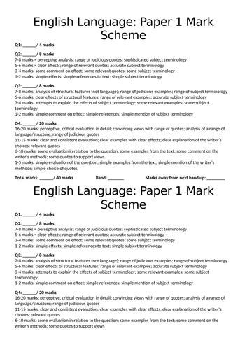June 2018 english language paper 1 mark scheme.  This document is a mark ...