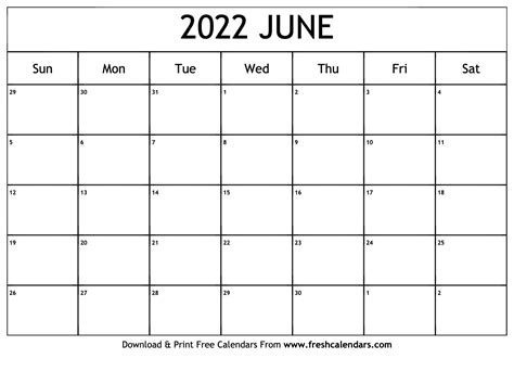 June 2222 Calendar
