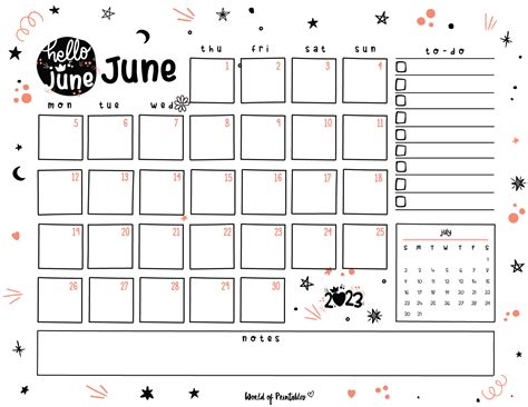 June Calendar Cute (& Free) Printable June 2022 Calendar Designs