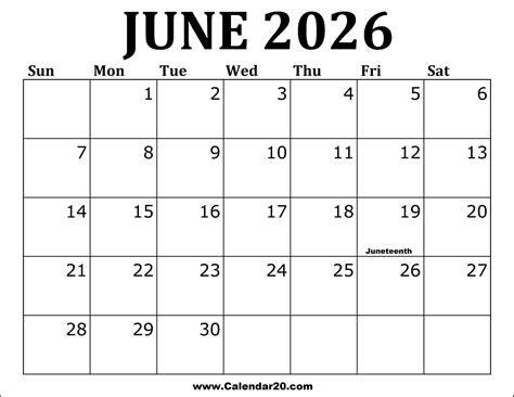 June Calendar Download