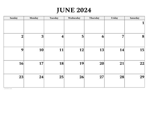 June Calendar Printou