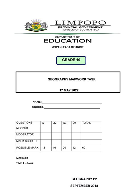 June Exam Papers For Geography Grade 10