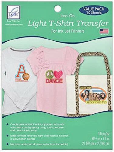 June Tailor Iron-On LIGHT T-SHIRT TRANSFER Sheets for Ink Jet Printers …