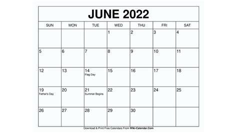 June Wiki Calendar