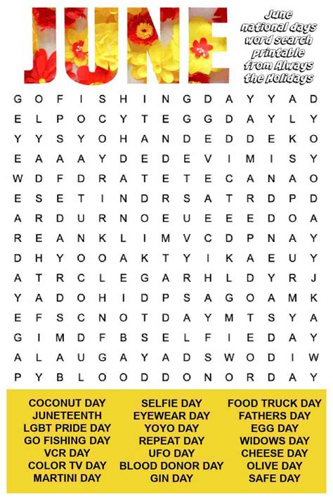 June Word Search