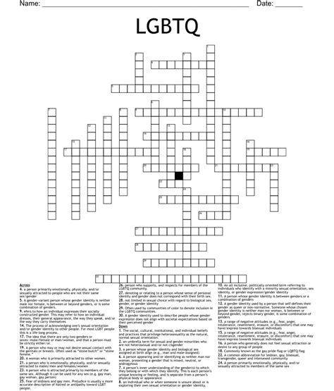 June in the lgbtq community crossword. The Crossword Solver found 30 answers to "june celebration of lgbtq", 7 letters crossword clue. The Crossword Solver finds answers to classic crosswords and cryptic crossword puzzles. Enter the length or pattern for better results. Click the answer to find similar crossword clues. 