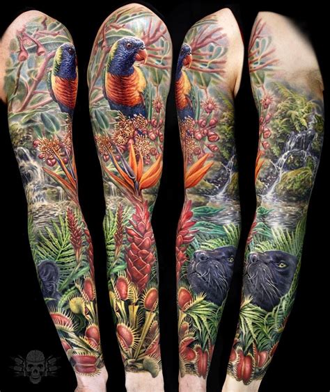 To make sure you know exactly what you want, read on and take some inspiration from the 25+ coolest sleeve tattoos. 1. Half Sleeve. The half sleeve, as the name suggests, is a sleeve of tattoo that takes up half of your arm. This is commonly found on the wrist to elbow but isn’t uncommon from the elbow to the shoulder.