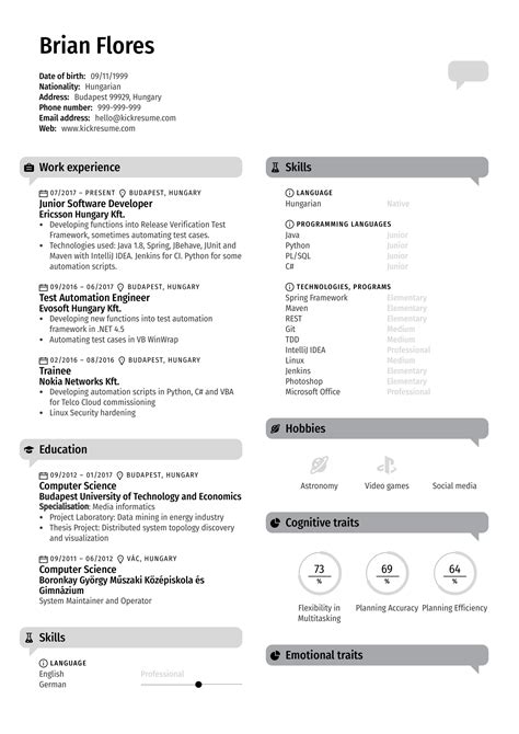 Junior Software Developer CV Sample Kickresume