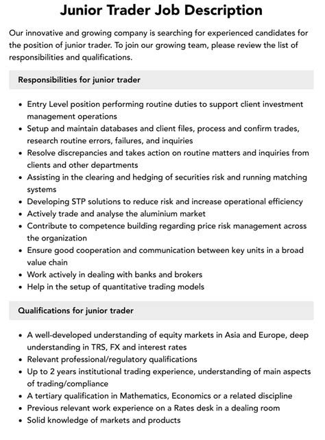 Junior Trader Job Description: Salary, Duties, & More - CLIMB