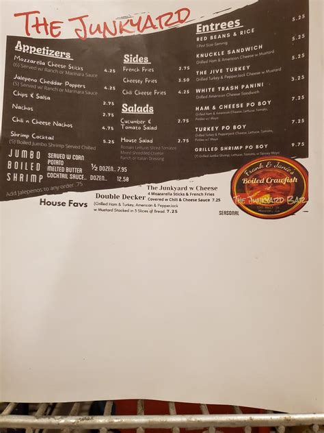 Junkyard bar hertel wi menu. We would like to show you a description here but the site won’t allow us. 