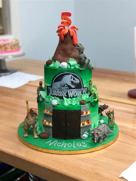 Jurassic world cake. Mar 19, 2019 ... Jurassic World cake order! Buttercream frosted tiers, all edible fondant accents with topper and featuring hand crafted fondant “blue” ... 