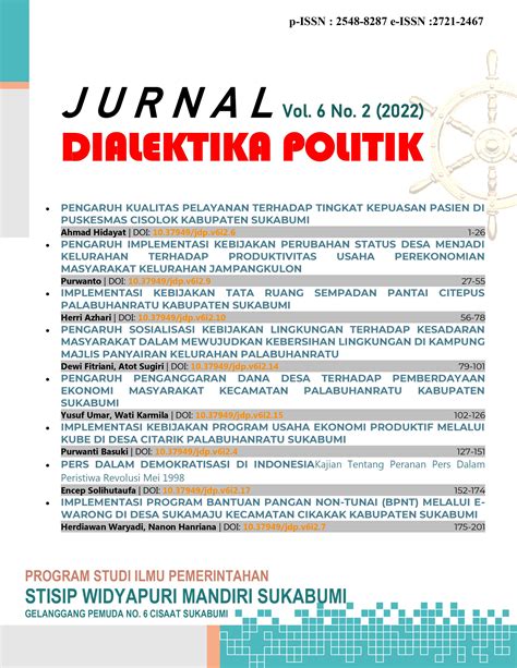 Jurnal Dialektika Politik Volume 7 Nomor 1 - ResearchGate