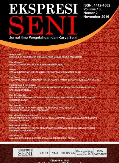 Jurnal Ekspresi Seni Jurnal Ilmu Pengetahuan dan Karya Seni