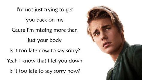Justin bieber sorry lyrics. Things To Know About Justin bieber sorry lyrics. 