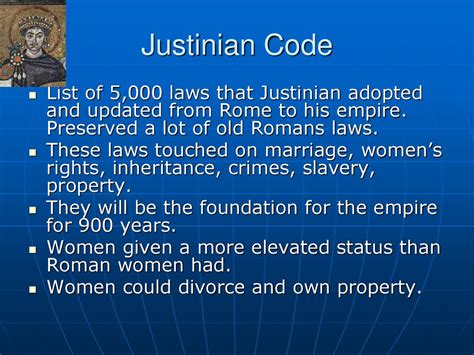Justinian code list of laws simplified