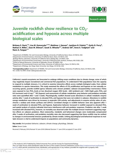 Juvenile rockfish show resilience to CO 2-acidification and …