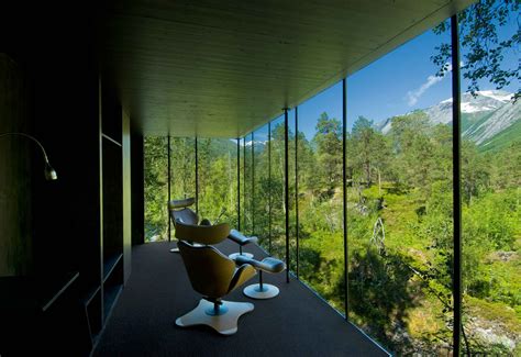 Juvet hotel. The first landscape hotel in Europe, Juvet was designed to blend seamlessly into its surroundings with minimalist architecture to allow every guest to immerse themselves in the purest nature. Located in the village of Alstad in the Valldalen valley in Norway, epic scenery comes as standard. 