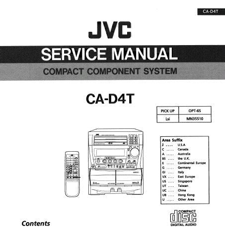 Jvc ca d4t compact component system repair manual. - Essai sur la notion de réglementation.