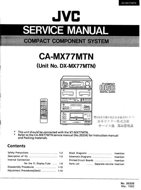 Jvc ca mx77mtn compact component system service manual. - Online 69 camaro factory assembly instruction manual.