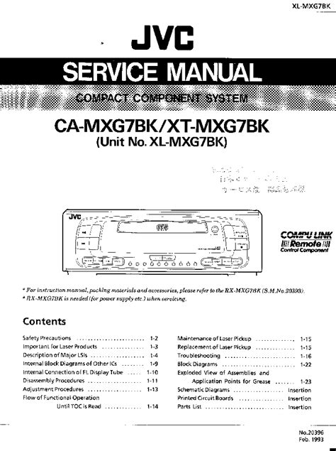 Jvc ca mxg7bk xt mxg7bk service handbuch. - Tecumseh tnt100 tnt120 4 cycle l head engine full service repair manual.