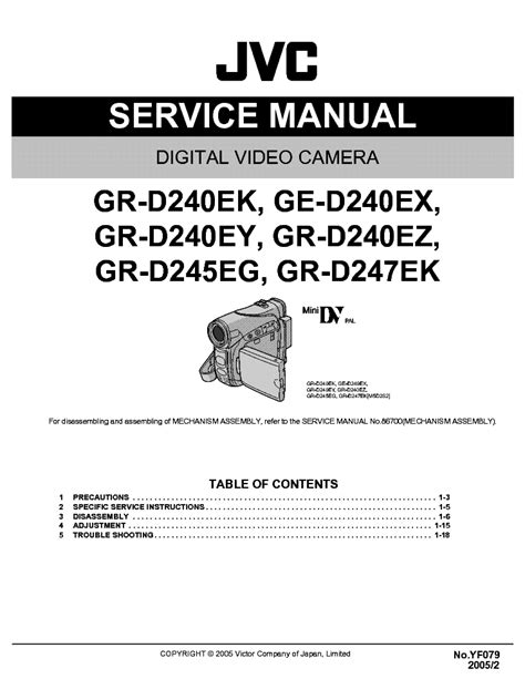 Jvc gr d240 d245 d247 series service manual repair guide. - Sony kp46wt520 kp51ws520 kp57ws520 service manual.