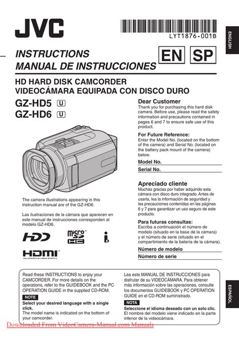 Jvc gz hd6 gz hd5 series service manual repair guide. - Manuale dei cineasti guida completa digitale.