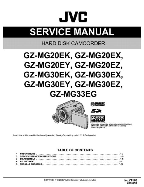 Jvc gz mg20 mg30 mg33 service manual repair guide. - Abrégé de la théorie de la musique.