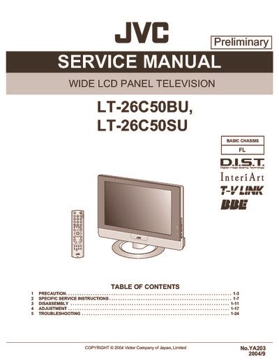 Jvc lt 26c50bu wide lcd panel tv service manual. - Singer 4423 sewing machine service manual.