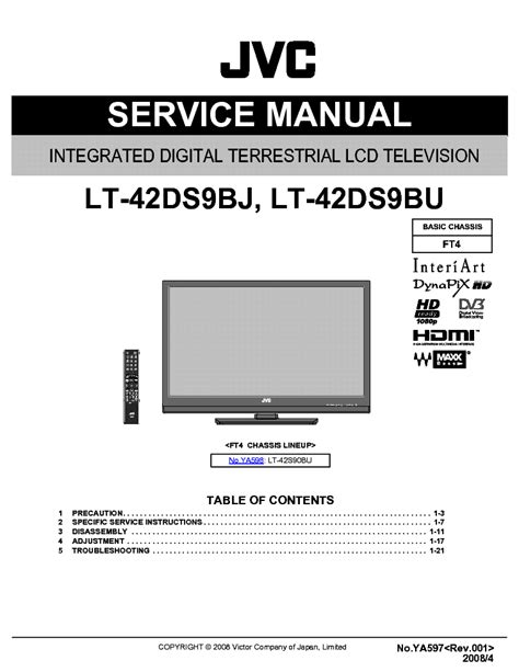 Jvc lt 42ds9bj lt 42ds9bu lcd tv service manual. - Lg 37lv3500 ua service manual repair guide.