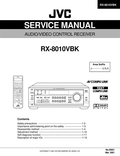 Jvc rx 8010vbk audio video control receiver service manual. - 2000 toyota echo wiring diagram manual original.