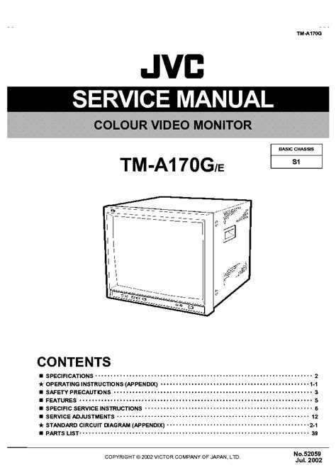 Jvc tm a170g colour video monitor service manual. - New holland 411 discbine service manual.