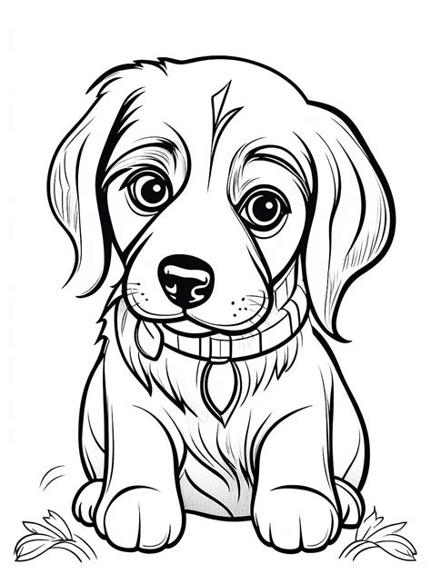 Köpek Boyama Sayfası 10 Adet Renksiz (Yazdırılabilir PDF). 