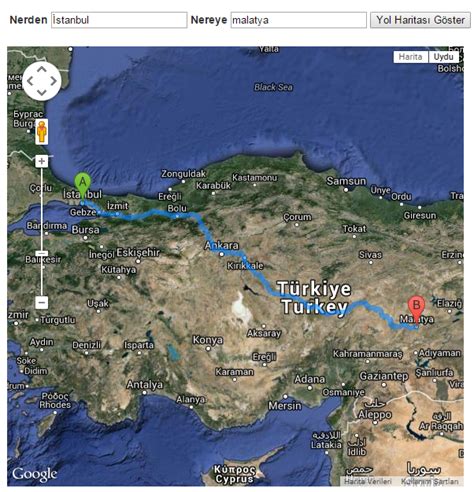 Kıbrıs yol tarifi