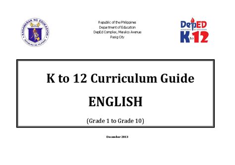 K 12 Curriculum Guide in English PDF Curriculum