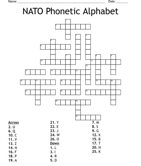 K in the nato alphabet crossword. The Crossword Solver found 30 answers to "K in NATO alphabet", 4 letters crossword clue. The Crossword Solver finds answers to classic crosswords and cryptic crossword puzzles. Enter the length or pattern for better results. Click the answer to find similar crossword clues . Enter a Crossword Clue. 