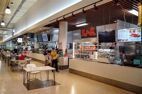 K market food court. The California market grocery place is located at a shopping center with its own parking structure. It has spacious outdoor seating area and indoor food court on the top level, and standard grocery stuff on the ground level. 
