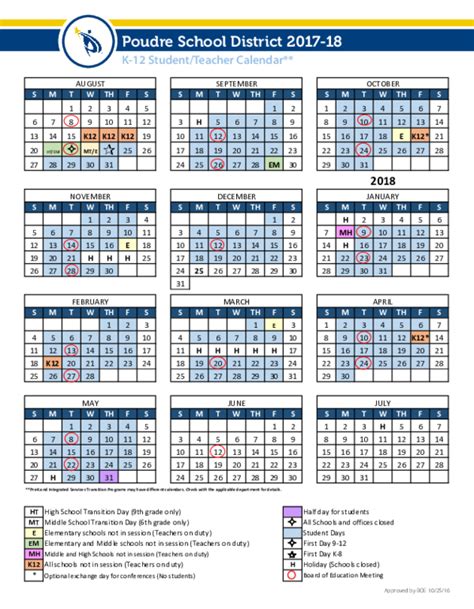 K-12 Student/Teacher Calendar** - Poudre School District