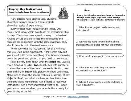 K12 reader. The 4th grade reading comprehension activities below are coordinated with the 4th grade spelling words curriculum on a week-to-week basis, so both can be used together as part of a comprehensive program, or each can be used separately. The worksheets include fourth grade appropriate reading passages and related questions. 