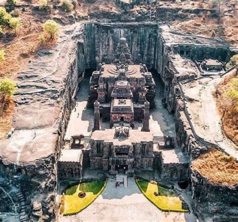 Kailasa Temple Ellora Aerial Monolithic Excavation - muktibox.com