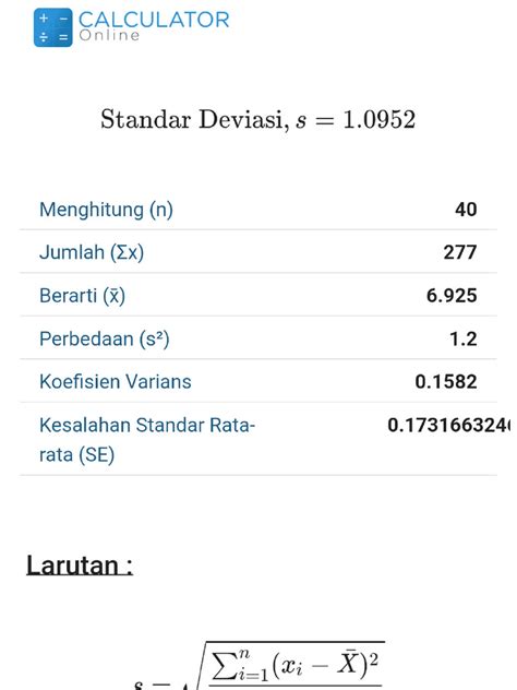 Kalkulator Standar Deviasi | SumberAjar - wintechmobiles.com