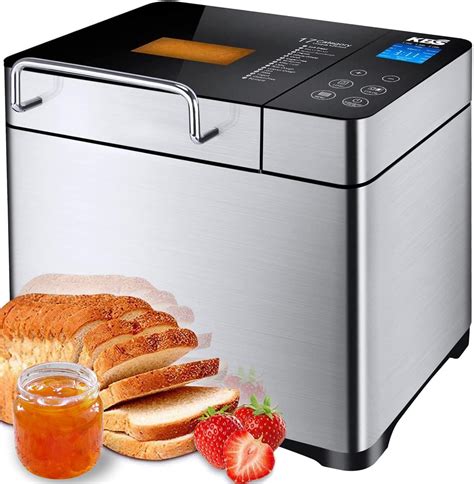 KBS Large 17-in-1 Bread Machine, 2LB All Stainless Steel Bread Maker ...