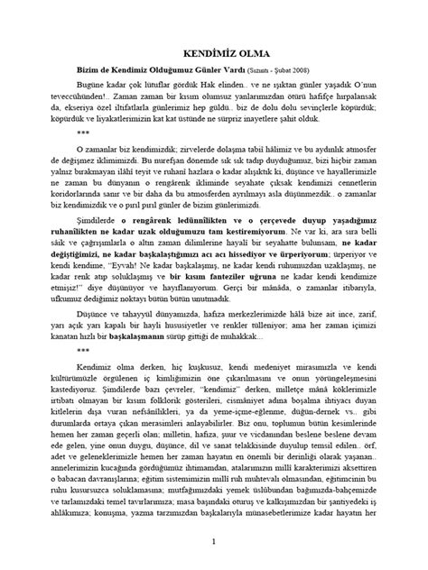 KENDİMİZ OLMA. 
