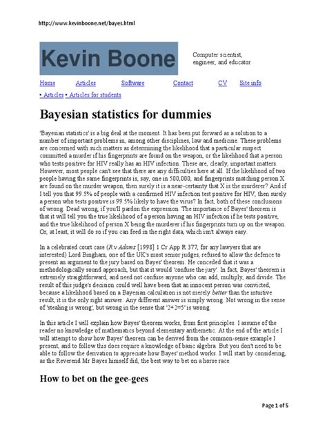 Kevin Boone: Bayesian statistics for dummies - wintechmobiles.com