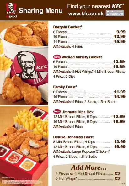 KFC Menu United Kingdom